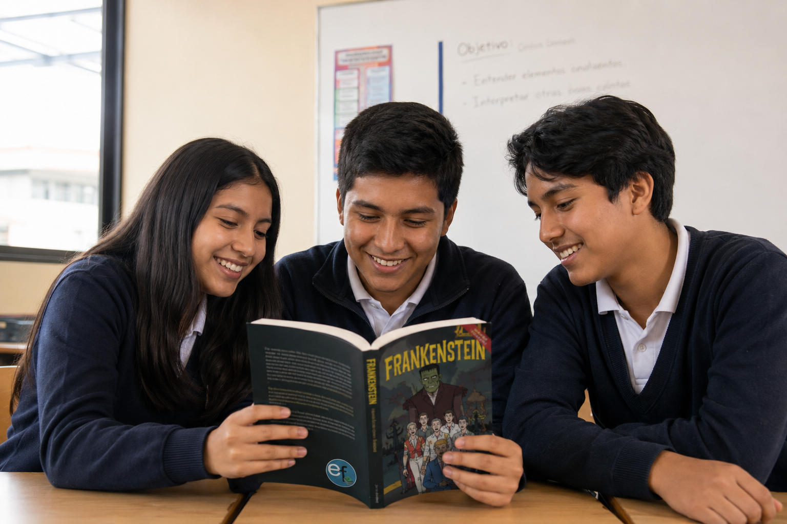 Estudiantes leyendo Ediciones Ecuafuturo